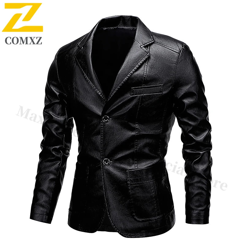 Весенне-осенняя мужская куртка из искусственной кожи, новая облегающая мужская офисная однотонная кожаная куртка с v-образным вырезом, модная и универсальная мужская одежда 
Весенне-осенняя мужская куртка из искусственной кожи, новая облегающая мужская офисная однотонная кожаная куртка с v-образным вырезом, модная и универсальная мужская одежда