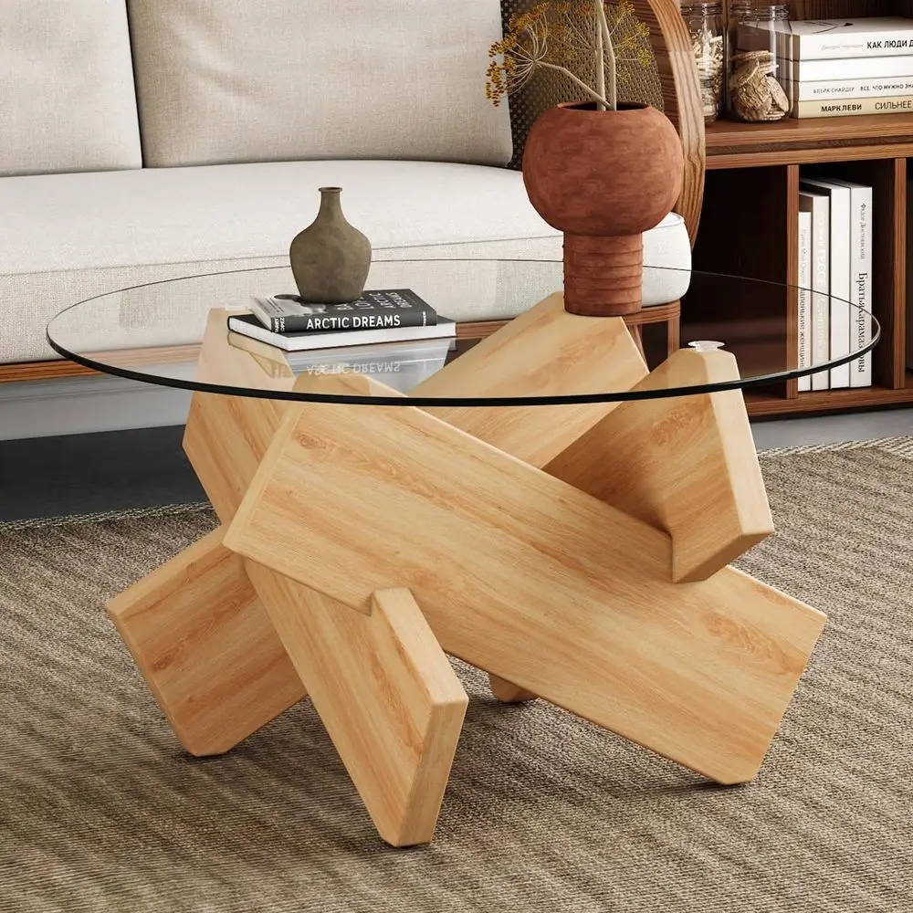Round Glass Top Coee Tables or Living Room, 33.4 Inch ern Wood and Glass Coee Table, Century Circle Coee Table with ed Legs, Rou
Round Glass Top Coee Tables or Living Room, 33.4 Inch ern Wood and Glass Coee Table, Century Circle Coee Table with ed Legs, Rou