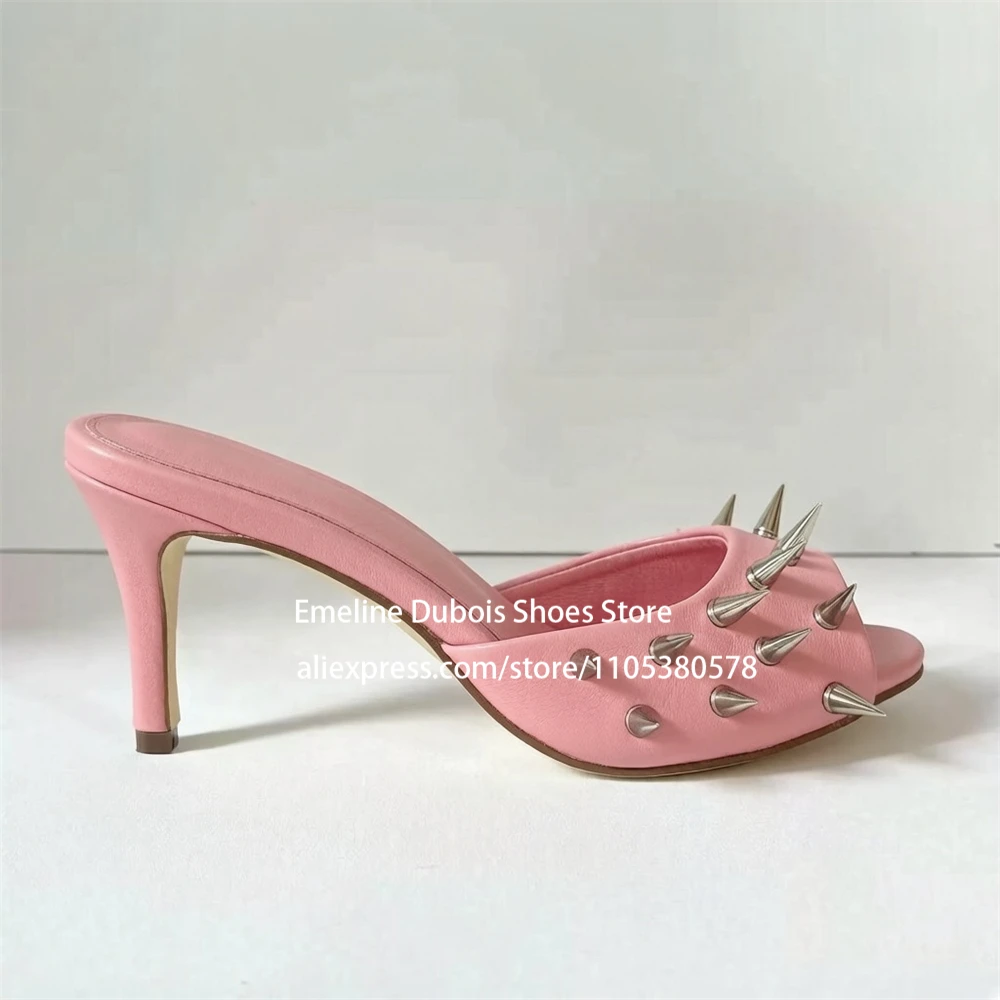 Leather Spiked Studded Slip on High Heel Slippers Sexy Women Open Toe Stiletto Heel Sandals Club Party Streetwear Casual Shoes
Leather Spiked Studded Slip on High Heel Slippers Sexy Women Open Toe Stiletto Heel Sandals Club Party Streetwear Casual Shoes