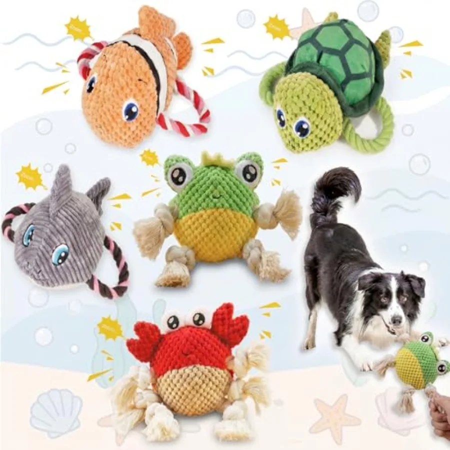 Набор из 5 игрушек для собак: плюшевые интерактивные игрушки-канаты с пищалкой для перетягивания каната, для маленьких, средних и крупных собак
Набор из 5 игрушек для собак: плюшевые интерактивные игрушки-канаты с пищалкой для перетягивания каната, для маленьких, средних и крупных собак