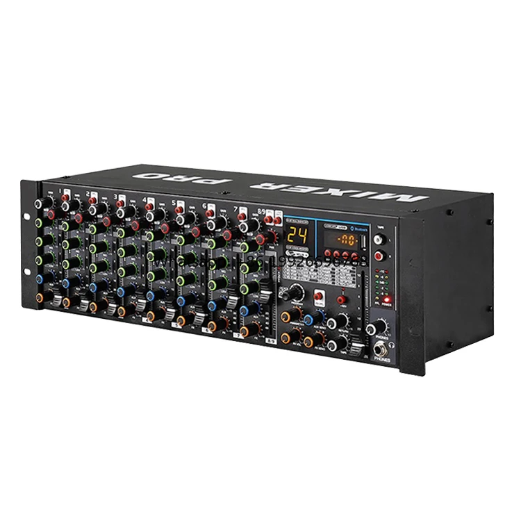 Hot Selling 9-channel 24 Digital DSP Effect USB Blue Tooth Professional Audio Mixer for Stage Performance 
Hot Selling 9-channel 24 Digital DSP Effect USB Blue Tooth Professional Audio Mixer for Stage Performance
