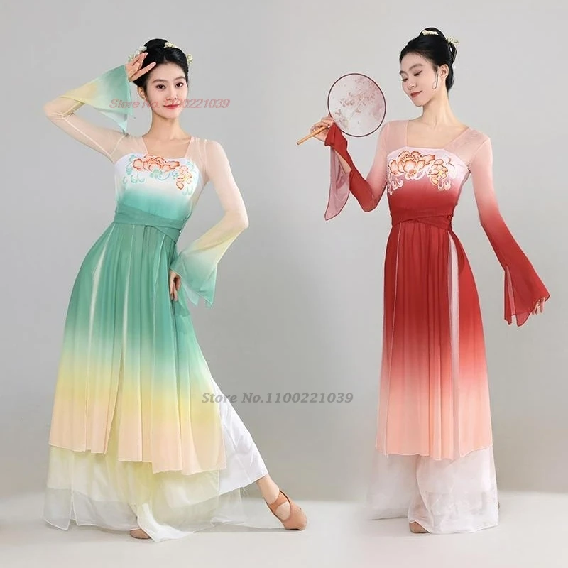 2025 chinese vintage dance costume gradient color chiffon ruqun dress+pants set stage performance folk dance suit hanfu dress
2025 chinese vintage dance costume gradient color chiffon ruqun dress+pants set stage performance folk dance suit hanfu dress