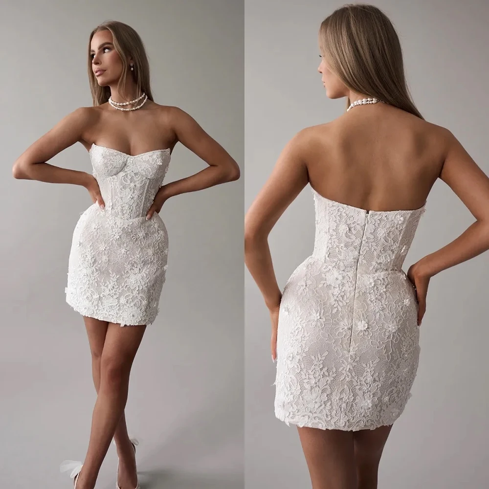 Summer Prom Dresses Elegant Strapless Lace Sleeveless Gowns Special Occasion Above Knee Backless Dress Luxury Mini Skirts
Summer Prom Dresses Elegant Strapless Lace Sleeveless Gowns Special Occasion Above Knee Backless Dress Luxury Mini Skirts