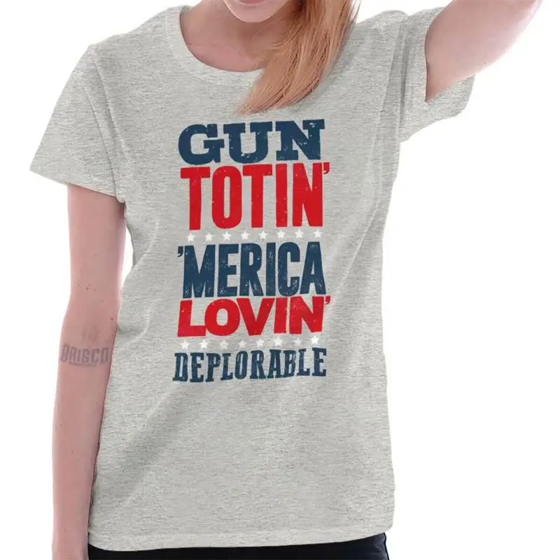 Gun Totin Merica Lovin Deplorable Republican Womens Top Junior Graphic Tee
Gun Totin Merica Lovin Deplorable Republican Womens Top Junior Graphic Tee