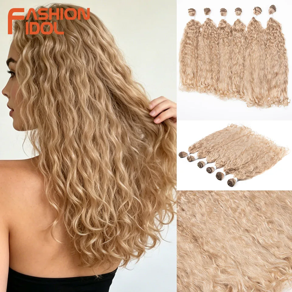 FASHION IDOL 16-20 inches 6 Bundles Heat Resistant Synthetic Curly Hair Extensions Blonde Deep Wave Weave for Full Head Styling
FASHION IDOL 16-20 inches 6 Bundles Heat Resistant Synthetic Curly Hair Extensions Blonde Deep Wave Weave for Full Head Styling