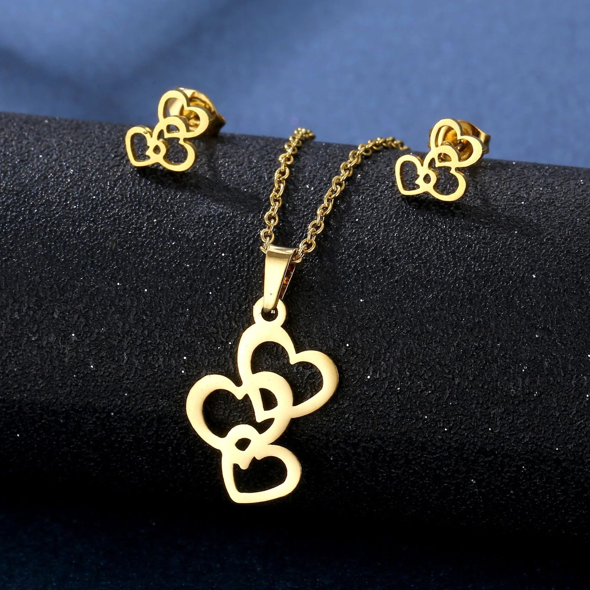 Triple Hearts Jewelry Set, Necklace and Stud Earrings for Women, Love Minimalist Daily Wear Fashion Jewelry
Triple Hearts Jewelry Set, Necklace and Stud Earrings for Women, Love Minimalist Daily Wear Fashion Jewelry