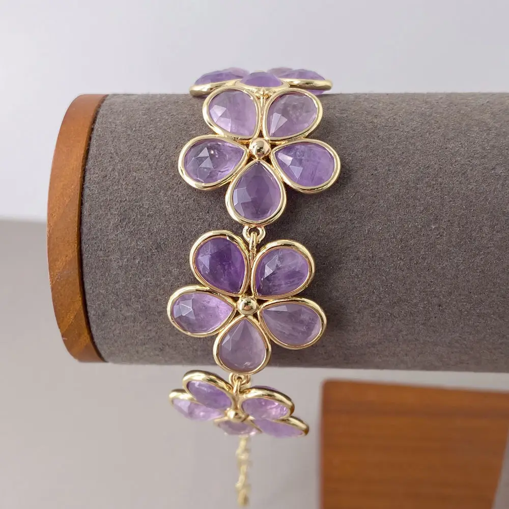 YYGEM 26mm Natural Light Purple Amethyst Flower Brass Beaded Charm Bracelet Crystal Healing Jewelry Dropshipping
YYGEM 26mm Natural Light Purple Amethyst Flower Brass Beaded Charm Bracelet Crystal Healing Jewelry Dropshipping