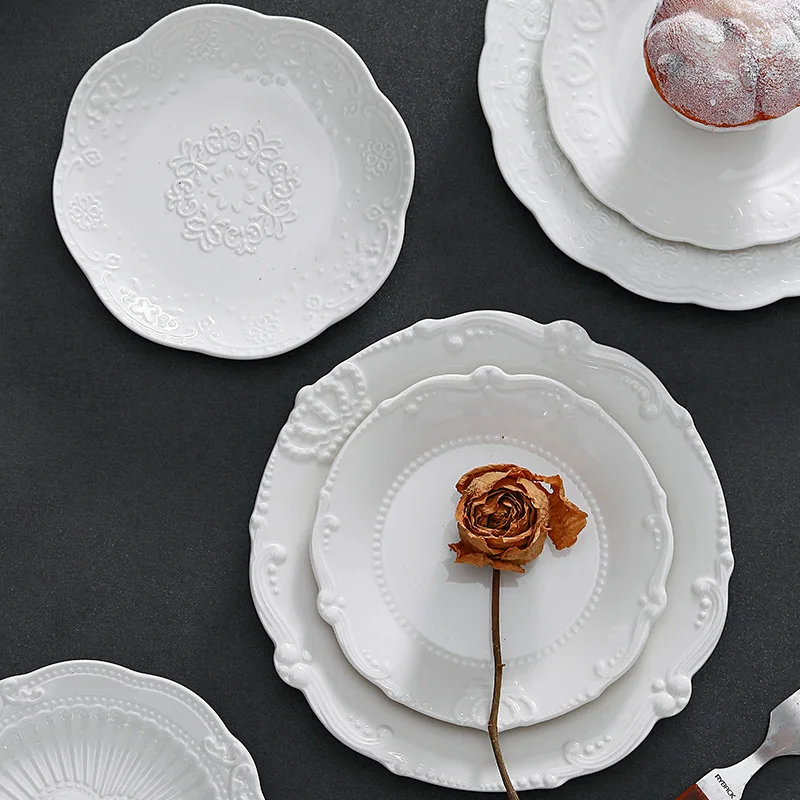 European Style Embossed Ceramic Plate Royal Dining Dish Creative Lace Dessert Plate Western Cake Dish
European Style Embossed Ceramic Plate Royal Dining Dish Creative Lace Dessert Plate Western Cake Dish