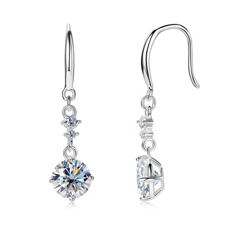 1CT 925 Sterling Silver Drop Earrings Round Cut Moissanite Dangling Earrings For Women
1CT 925 Sterling Silver Drop Earrings Round Cut Moissanite Dangling Earrings For Women