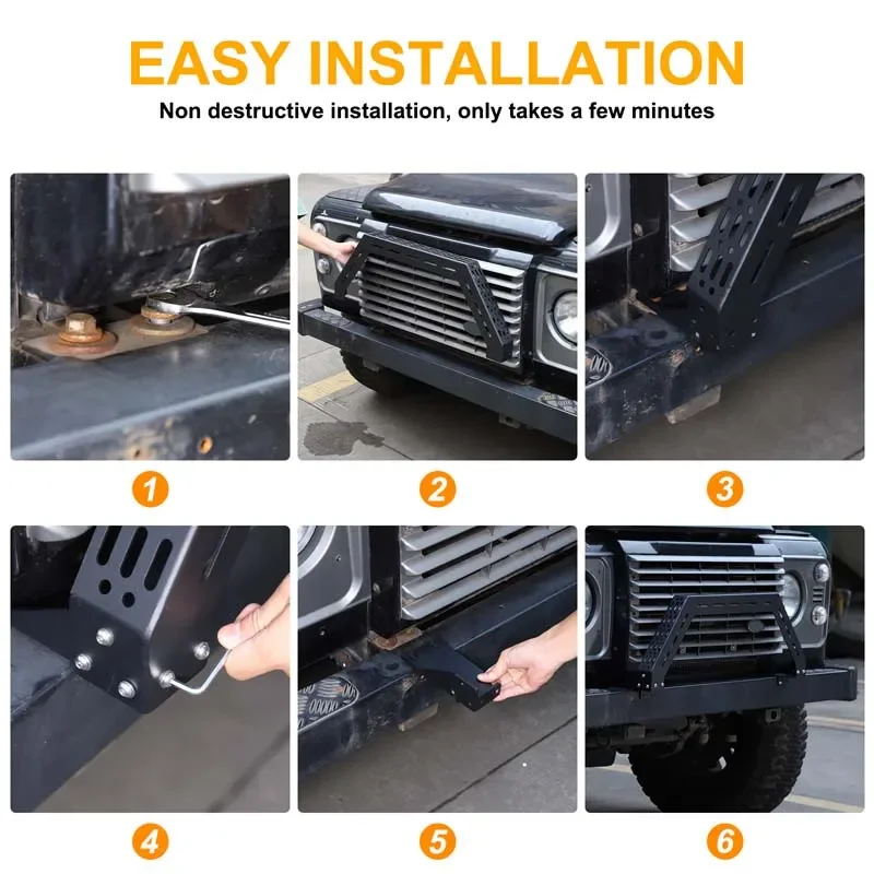 Carbon Steel Black For Land Rover Defender 90 110 2004-2018 Car Front Bumper Guard LED Work Light Stand Car Modified Accessories
Carbon Steel Black For Land Rover Defender 90 110 2004-2018 Car Front Bumper Guard LED Work Light Stand Car Modified Accessories
