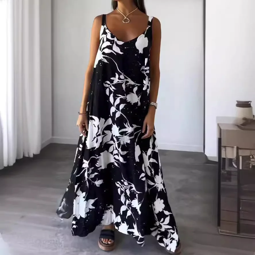 2025 Summer Women's Suspender Skirt V-neck Loose Large Size Backless Fashion Flower Print Vacation Beach Long Dress
2025 Summer Women's Suspender Skirt V-neck Loose Large Size Backless Fashion Flower Print Vacation Beach Long Dress