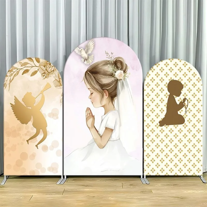 Single Side Arch Backdrop Cover Elegant Wedding Ceremony Backdrop Set Featuring Angelic Gold Silhouette Floral Motif on Soft
Single Side Arch Backdrop Cover Elegant Wedding Ceremony Backdrop Set Featuring Angelic Gold Silhouette Floral Motif on Soft