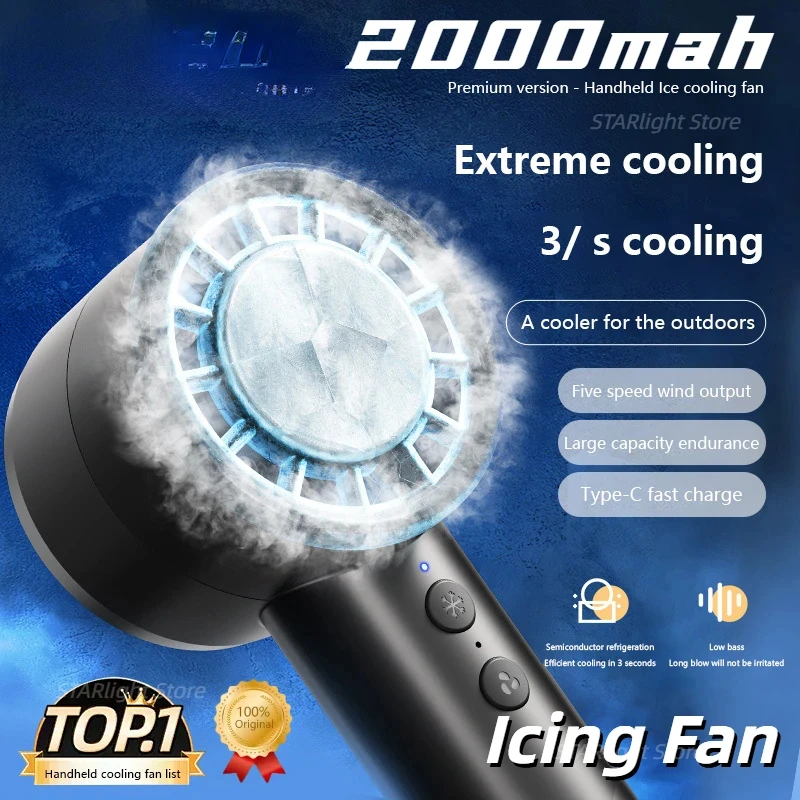 Handheld Ice Fan 2000mAh Battery Portable Rechargeable With LED Display 5 Speed Turbo Fan Beach Travel Vacation
Handheld Ice Fan 2000mAh Battery Portable Rechargeable With LED Display 5 Speed Turbo Fan Beach Travel Vacation