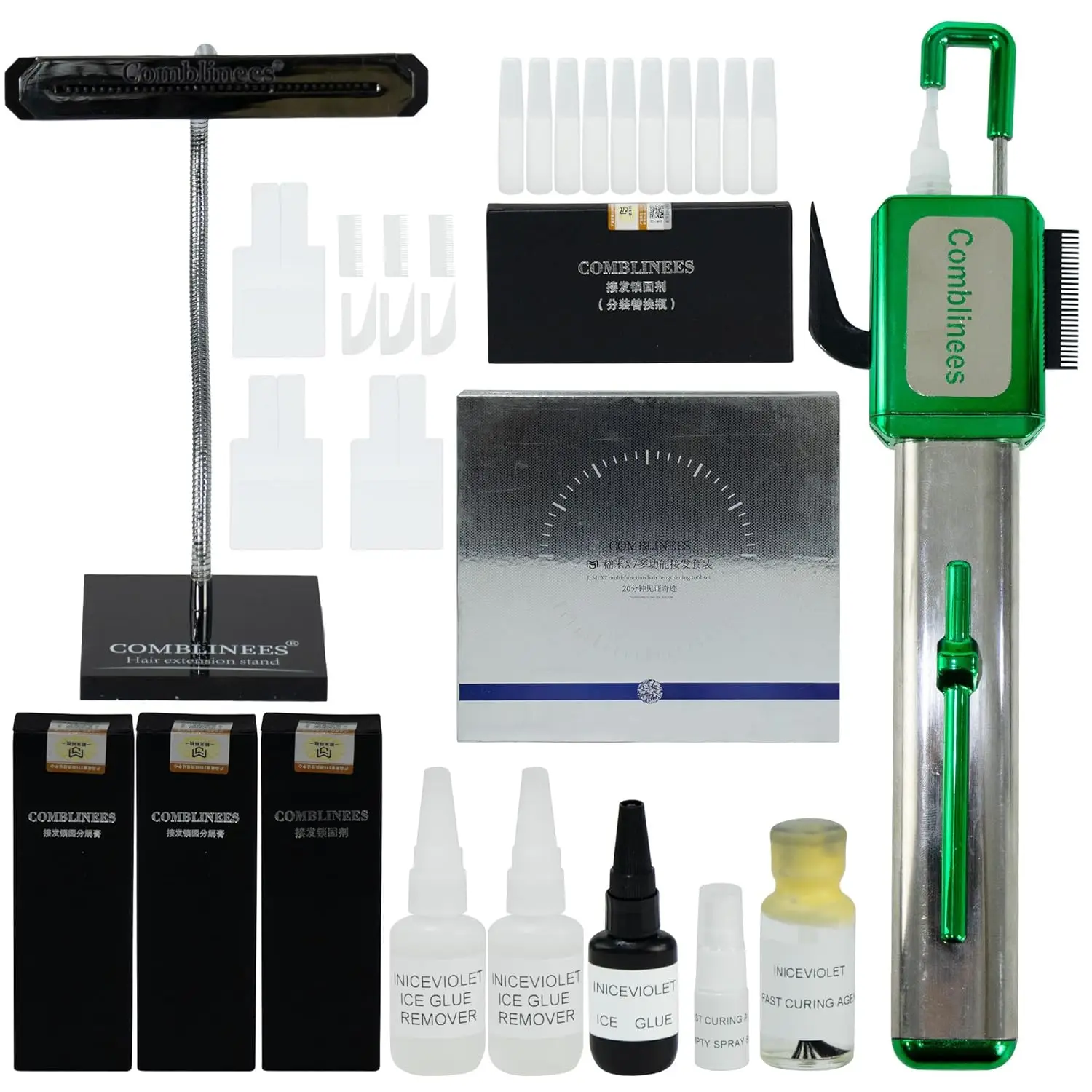 UV Light Hair Extension Kit – Ice Glue Comb Line Machine, Cold Glue & Remover & Fast Curing Agent & Comb Line Extension Stand
UV Light Hair Extension Kit – Ice Glue Comb Line Machine, Cold Glue & Remover & Fast Curing Agent & Comb Line Extension Stand