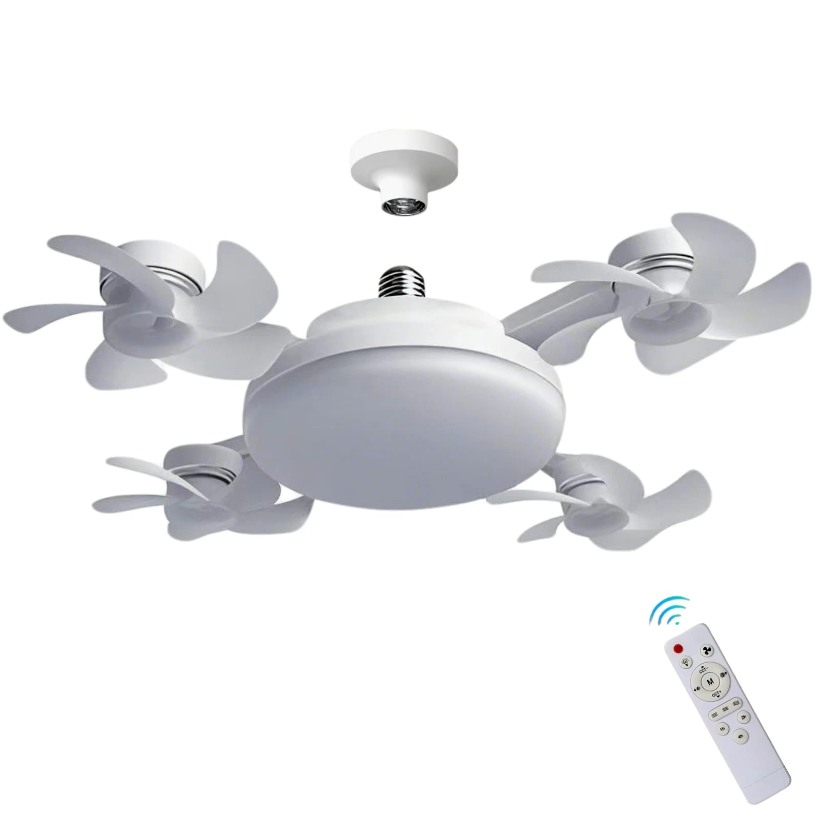 Drone Design Silent Ceiling Fan Light E27 Base Remote Controlled Dimmable 3 Color LED Ceiling Fanlight for Living Room Bedroom
Drone Design Silent Ceiling Fan Light E27 Base Remote Controlled Dimmable 3 Color LED Ceiling Fanlight for Living Room Bedroom