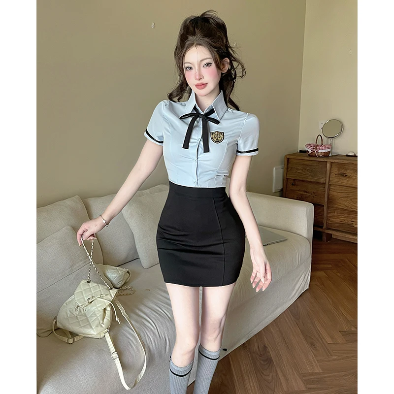 Sexy Anti-Aging Short Sleeve Shirt And Skirt Set Women's Front Desk Foot Bath Technician Professional Work Uniform Waist Cinc...
Sexy Anti-Aging Short Sleeve Shirt And Skirt Set Women's Front Desk Foot Bath Technician Professional Work Uniform Waist Cinc...