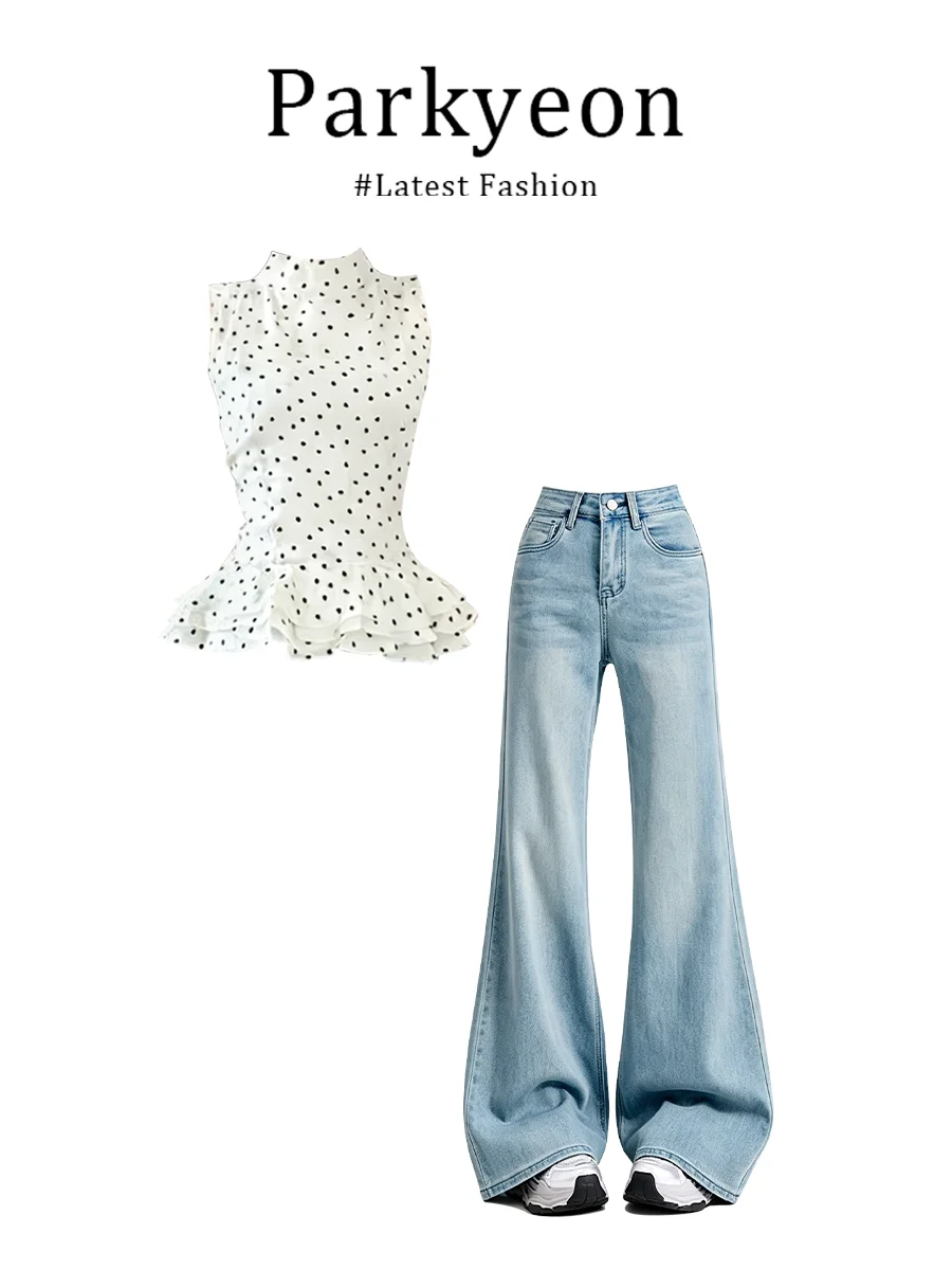 Slimming Effect Women's Fashion Set with Polka Dot round Neck Sleeveless Top And Long Pants Leaf Design Casual Style
Slimming Effect Women's Fashion Set with Polka Dot round Neck Sleeveless Top And Long Pants Leaf Design Casual Style