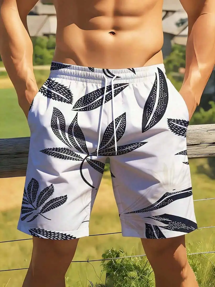 Mens Tropical Leaf Print Swim Trunks With Drawstring Waist For Beach Outdoor Leisure Sports
Mens Tropical Leaf Print Swim Trunks With Drawstring Waist For Beach Outdoor Leisure Sports