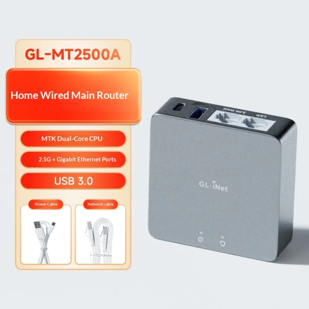 For Home Office and Remote Work, Internet Security, 2.5G WAN GL-iNET (Brume 2) GL-MT2500/MT2500A Mini VPN Security Gateway
For Home Office and Remote Work, Internet Security, 2.5G WAN GL-iNET (Brume 2) GL-MT2500/MT2500A Mini VPN Security Gateway