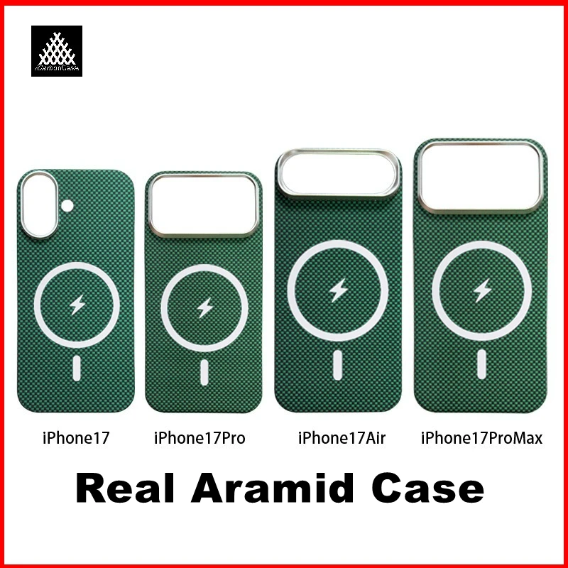 Green Color Magnetic Real Woven Aramid Kevlar Case for iPhone 17 Pro Max /17Pro Super Light with Magsafe and Metal Lens Frame
Green Color Magnetic Real Woven Aramid Kevlar Case for iPhone 17 Pro Max /17Pro Super Light with Magsafe and Metal Lens Frame