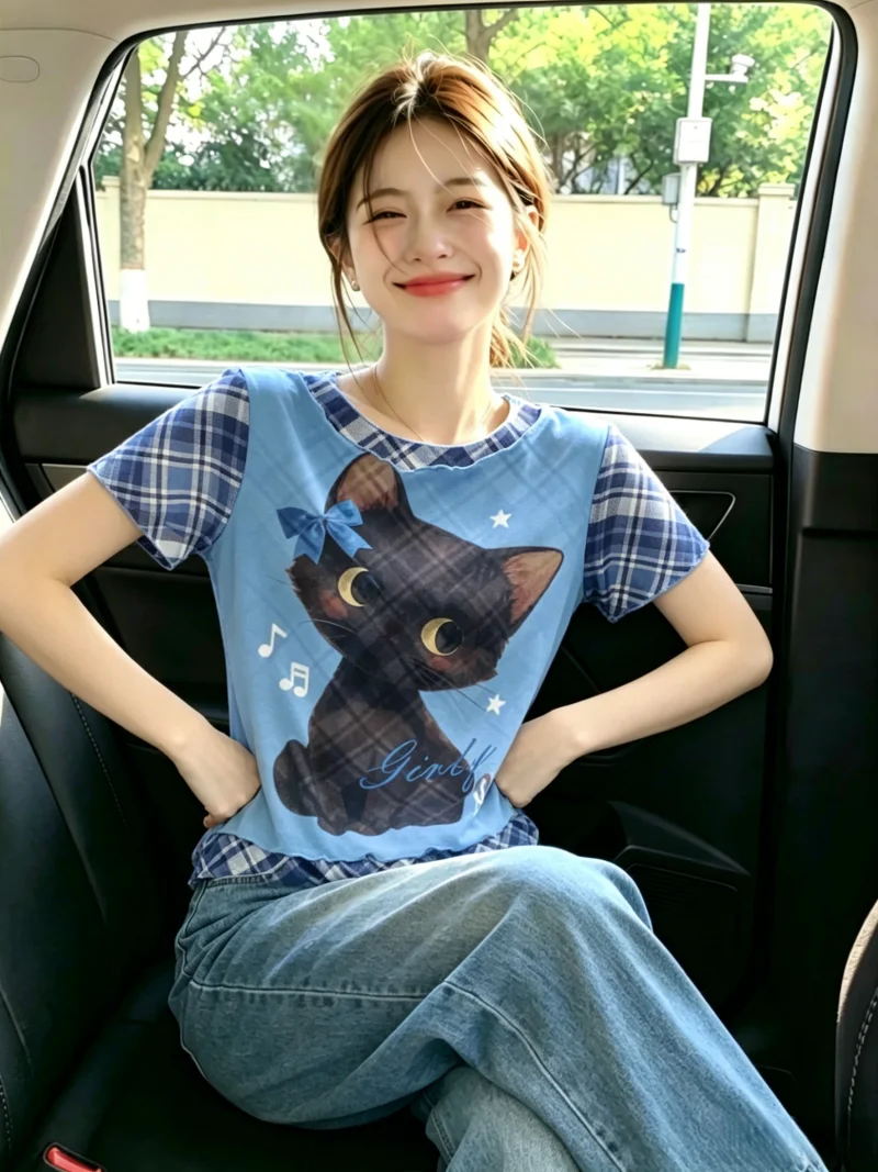 Sweet Style Pattern Mesh Short Sleeve T-Shirt Thin Design Summer New Arrival Female Fashionable Casual round Neck Top
Sweet Style Pattern Mesh Short Sleeve T-Shirt Thin Design Summer New Arrival Female Fashionable Casual round Neck Top