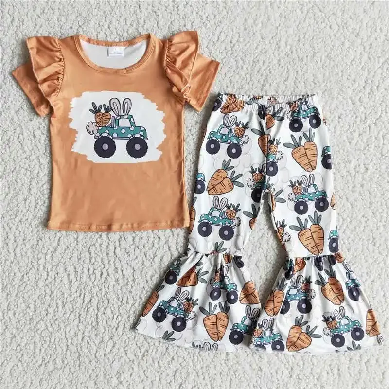 Baby Girls Clothing New design Girl's Short Sleeve Orange Carrot Truck Print Bells Outfit For Easter Chlids boutique clothing
Baby Girls Clothing New design Girl's Short Sleeve Orange Carrot Truck Print Bells Outfit For Easter Chlids boutique clothing