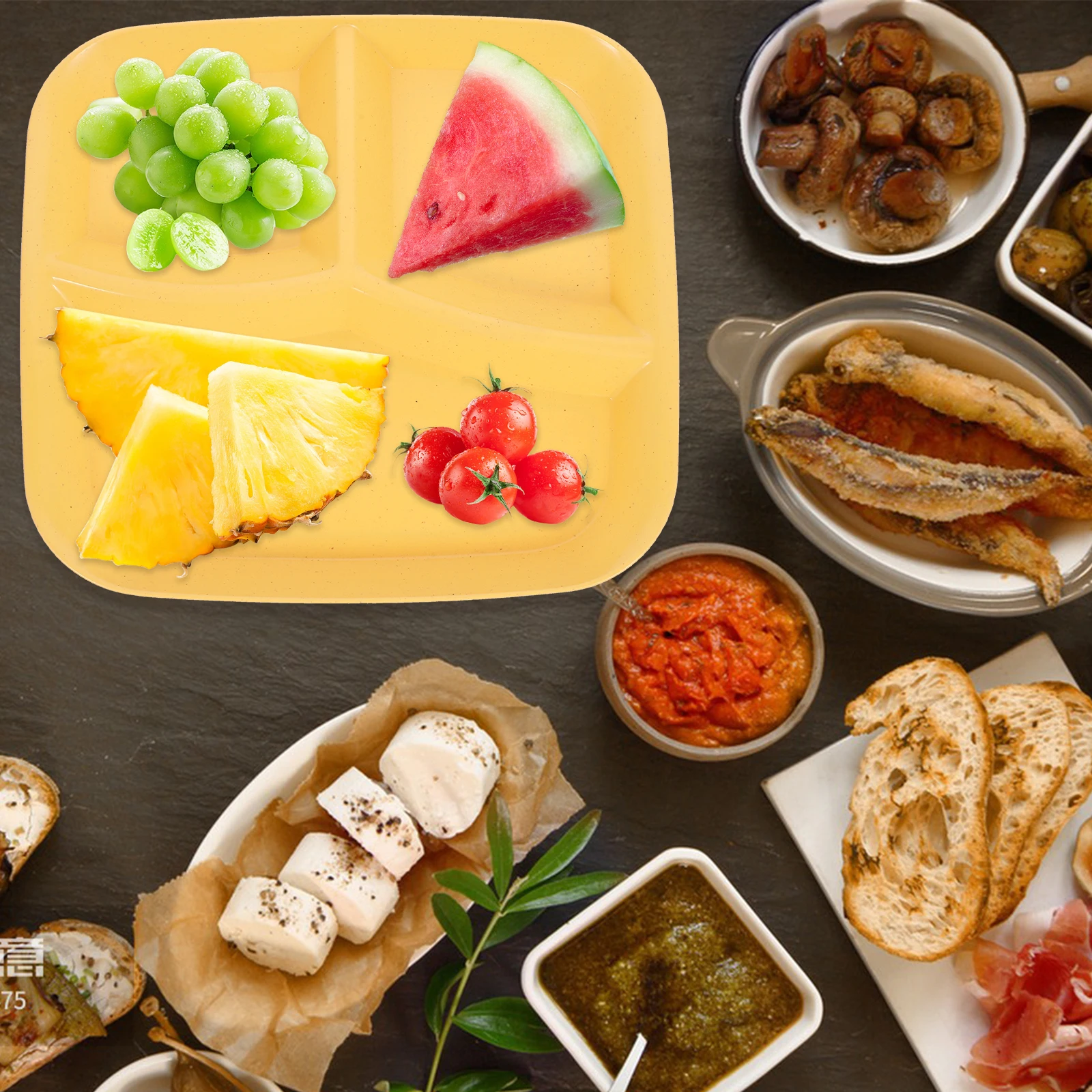 Three-Section Divided Serving Plate Reusable Food Tray for Family Gathering Dining Tableware Divided Serving Plate 
Three-Section Divided Serving Plate Reusable Food Tray for Family Gathering Dining Tableware Divided Serving Plate