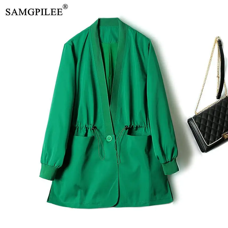 SAMGPILEE Women's Jacket Spring 2022 New European Spring V-neck Drawstring Waist Solid Cardigan Autumn Women's Jacket 4XL
SAMGPILEE Women's Jacket Spring 2022 New European Spring V-neck Drawstring Waist Solid Cardigan Autumn Women's Jacket 4XL
