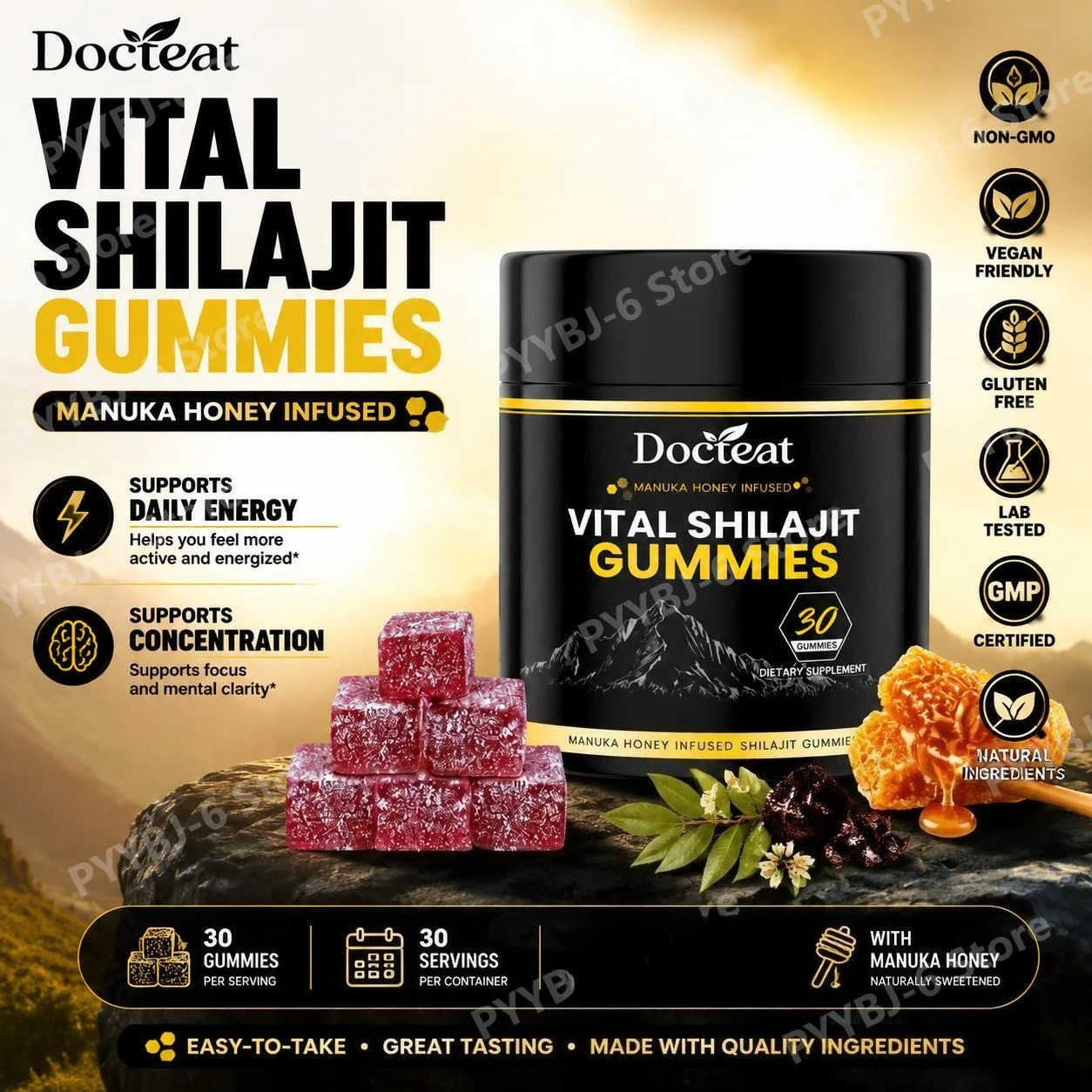 Docteat Vital Shilajit Gummies, Manuka Honey Infused, Supports Daily Energy and Concentration, Shilajit Extract, 30 Gummies
Docteat Vital Shilajit Gummies, Manuka Honey Infused, Supports Daily Energy and Concentration, Shilajit Extract, 30 Gummies