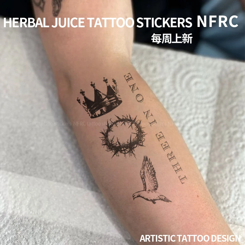 Three In One Crown Thorn Dove Herbal Juice Temporary Tattoo Waterproof Fake Tattoo Stickers for Arm Forearm Religious Body Art
Three In One Crown Thorn Dove Herbal Juice Temporary Tattoo Waterproof Fake Tattoo Stickers for Arm Forearm Religious Body Art