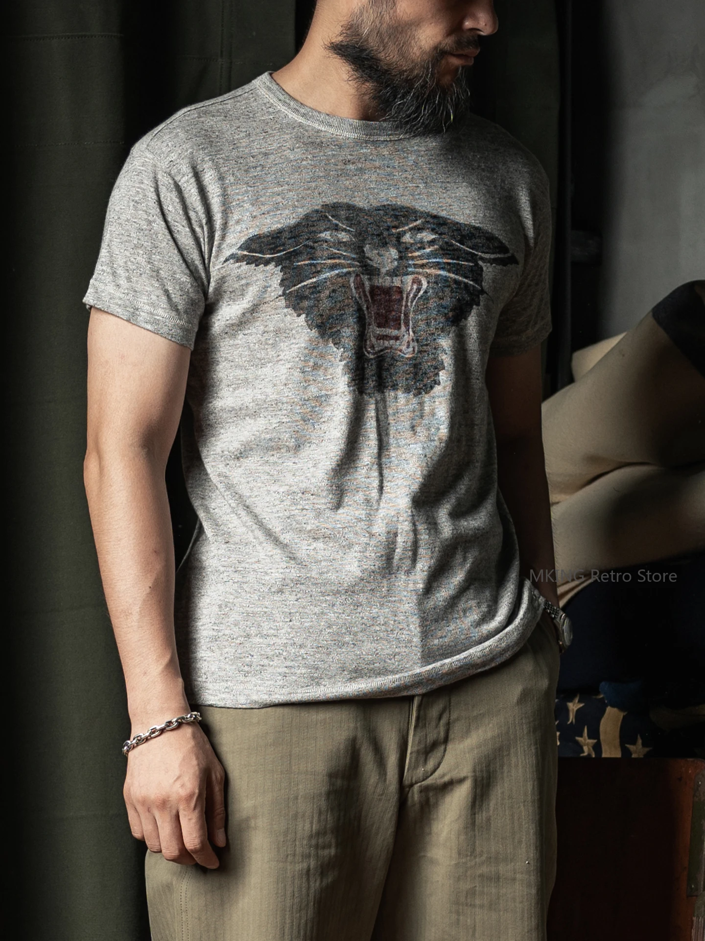 Rugged Bronson Panther Printed Tee Vintage 1930s CCC Style Graphic Athletic T-Shirt Slub Cotton
Rugged Bronson Panther Printed Tee Vintage 1930s CCC Style Graphic Athletic T-Shirt Slub Cotton