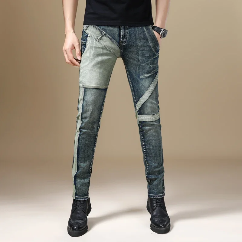 Motocycle Jeans Men Stretch Slim Skinny Patchwork Streetwear Hip Hop Denim Pants High Quality Men's Trousers Striped Vintage
Motocycle Jeans Men Stretch Slim Skinny Patchwork Streetwear Hip Hop Denim Pants High Quality Men's Trousers Striped Vintage