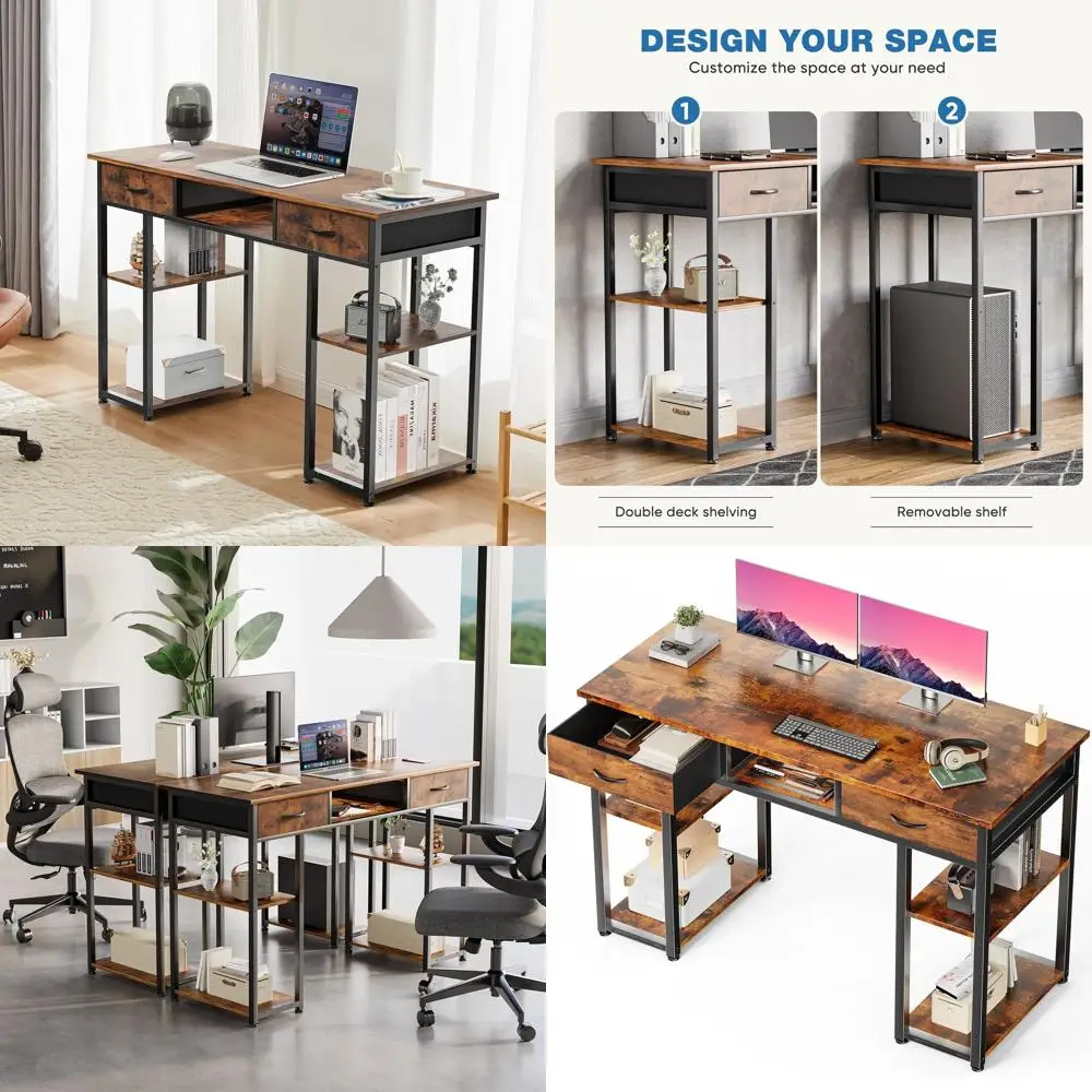 48 Modern Rustic Gaming Desk with Storage Drawers and Side Bag, Perfect for Small Spaces
48 Modern Rustic Gaming Desk with Storage Drawers and Side Bag, Perfect for Small Spaces