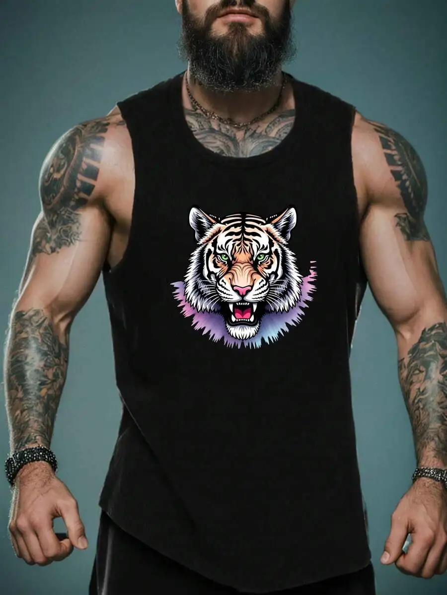 Mens Sleeveless Tank Top With Tiger Print Graphic
Mens Sleeveless Tank Top With Tiger Print Graphic