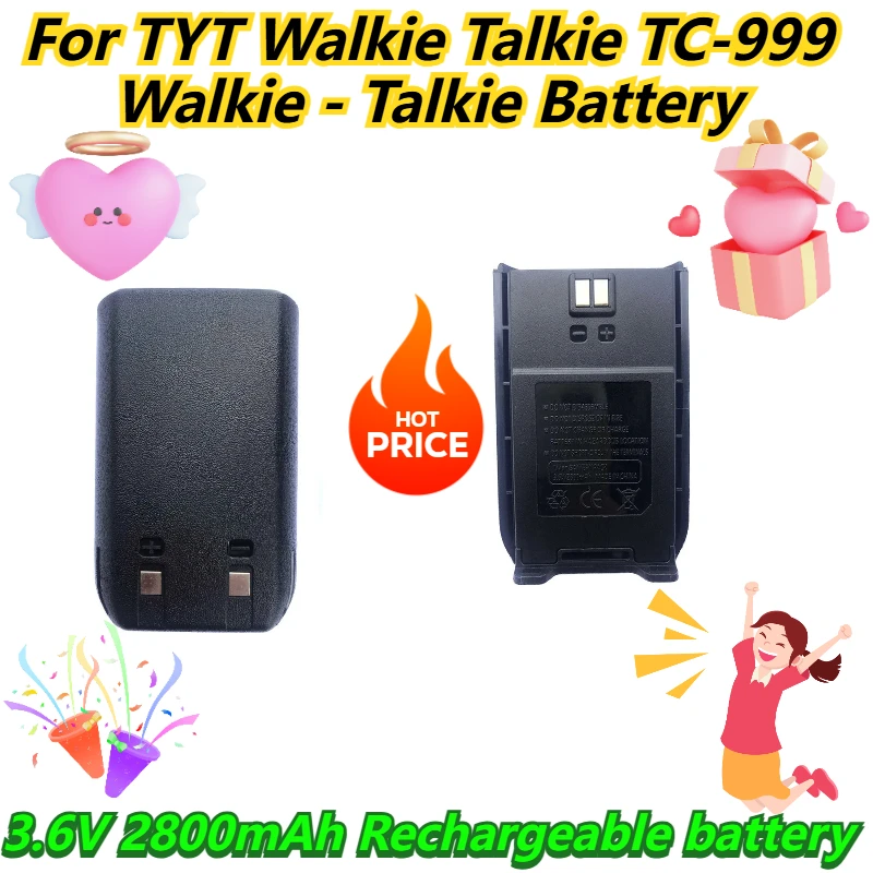 3.6V 2800mAh Rechargeable battery For TYT Walkie Talkie TC-999 Walkie - Talkie Battery
3.6V 2800mAh Rechargeable battery For TYT Walkie Talkie TC-999 Walkie - Talkie Battery