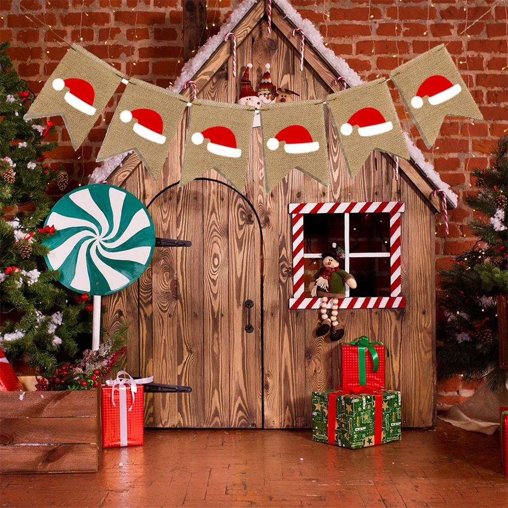 Christmas Hat Burlap Banner Vintage Party Bunting Hanging Decor For Wall Window Door Outdoor Indoor Holiday Decoration Xmas Pull
Christmas Hat Burlap Banner Vintage Party Bunting Hanging Decor For Wall Window Door Outdoor Indoor Holiday Decoration Xmas Pull