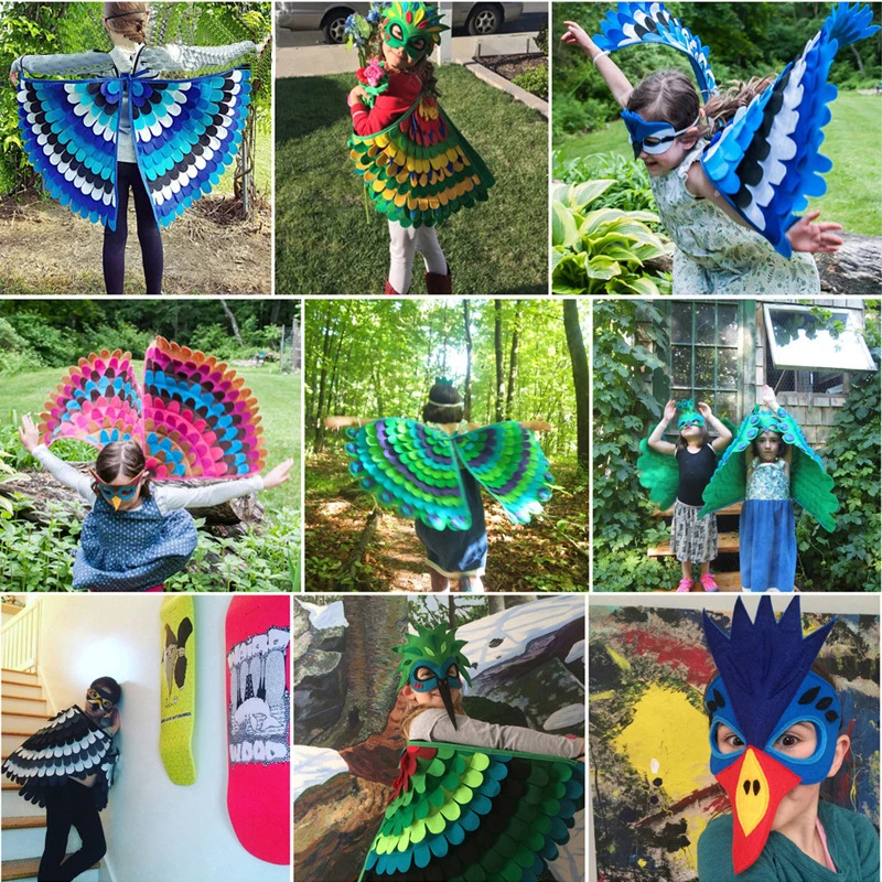 Children Halloween Owl Peacock Cosplay Costume Felt Animal Bird Wings Cloak With Mask Cape Stage Performance Carnival Dress Up
Children Halloween Owl Peacock Cosplay Costume Felt Animal Bird Wings Cloak With Mask Cape Stage Performance Carnival Dress Up