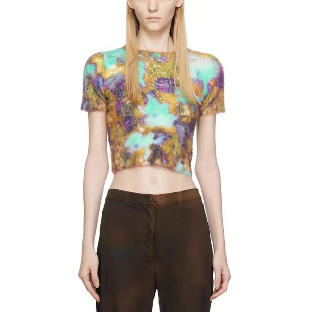2024 Spring New Plush Textured Women's T-Shirt Y2k Abstract Print Round Neck Short Sleeve Knit Top Fashionable Versatile Tees
2024 Spring New Plush Textured Women's T-Shirt Y2k Abstract Print Round Neck Short Sleeve Knit Top Fashionable Versatile Tees