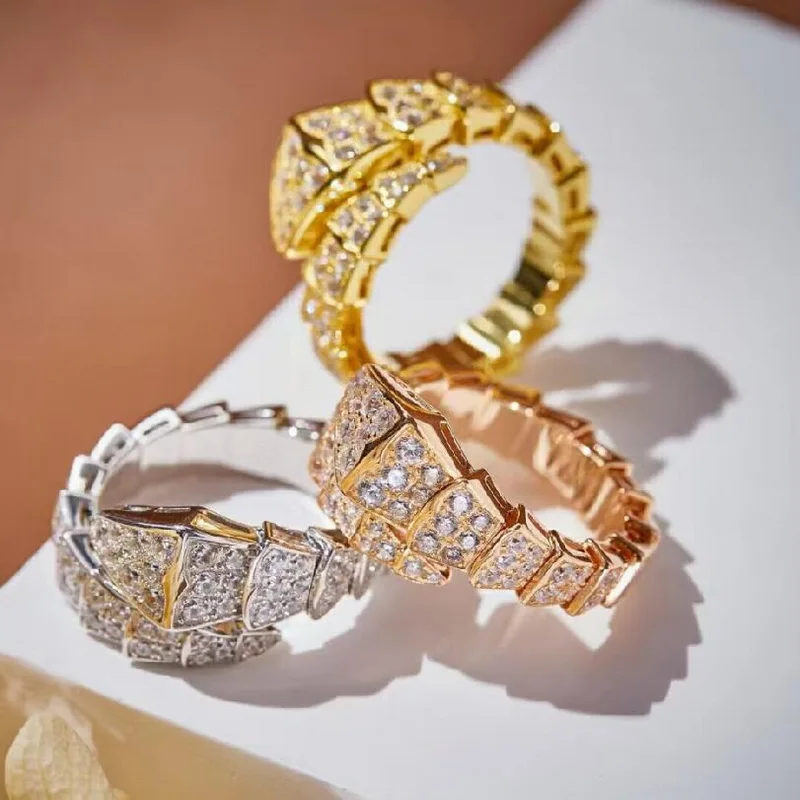 Designer Collection Style Wide Ring S925 Silver Elastic Paved Full Cubic Zircon Plated Gold Color Snake Serpent Shape
Designer Collection Style Wide Ring S925 Silver Elastic Paved Full Cubic Zircon Plated Gold Color Snake Serpent Shape
