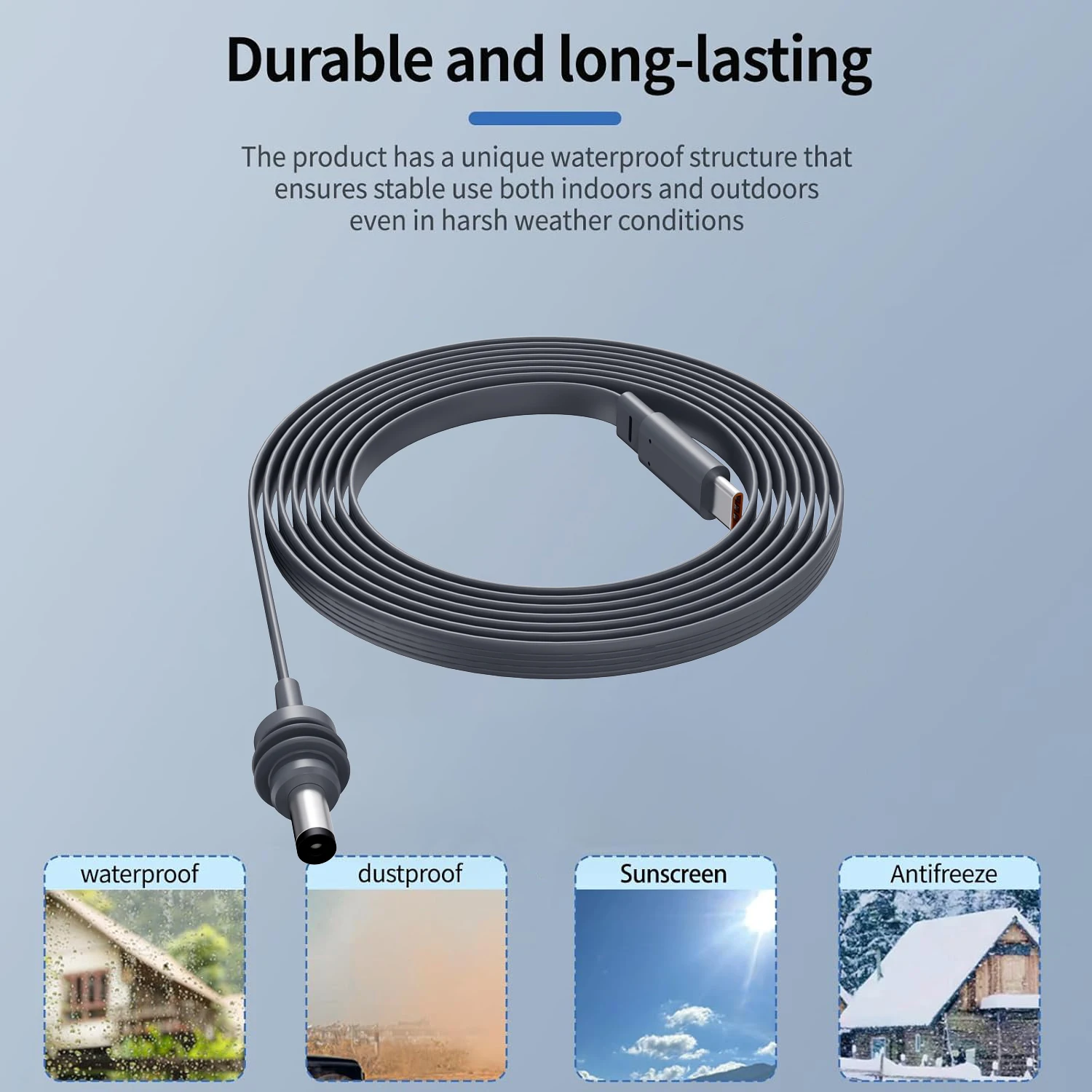 Charging Cable 60W Type-C-DC,DC-DC Fast Waterproof Dustproof Pure Copper Cord Weather Resistant for Camping Travel Outdoor Use
Charging Cable 60W Type-C-DC,DC-DC Fast Waterproof Dustproof Pure Copper Cord Weather Resistant for Camping Travel Outdoor Use