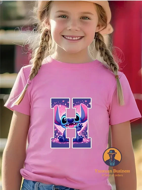 Stitch Children's Clothing T-shirt, Summer Print Letter Cartoon Short-sleeved Girl T-shirt, Popular Children's T-shirt
Stitch Children's Clothing T-shirt, Summer Print Letter Cartoon Short-sleeved Girl T-shirt, Popular Children's T-shirt