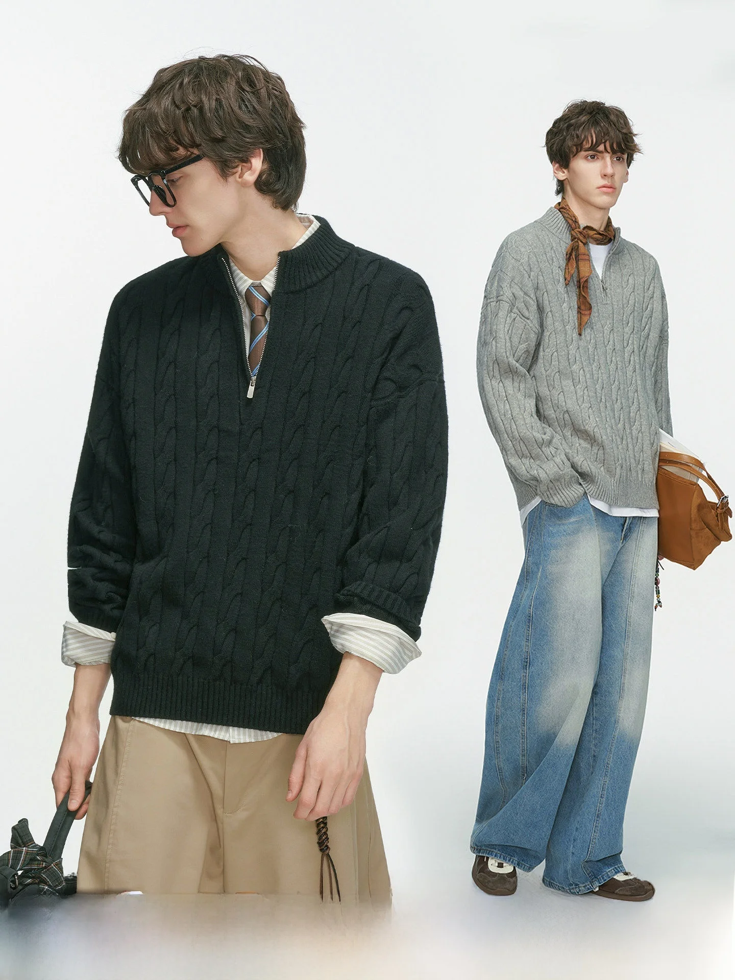 Thickened Winter Men's Knitted Sweater Half Zipper Twist Yarn Casual Style Breathable Long Sleeve Regular Fit Youth Fashion
Thickened Winter Men's Knitted Sweater Half Zipper Twist Yarn Casual Style Breathable Long Sleeve Regular Fit Youth Fashion