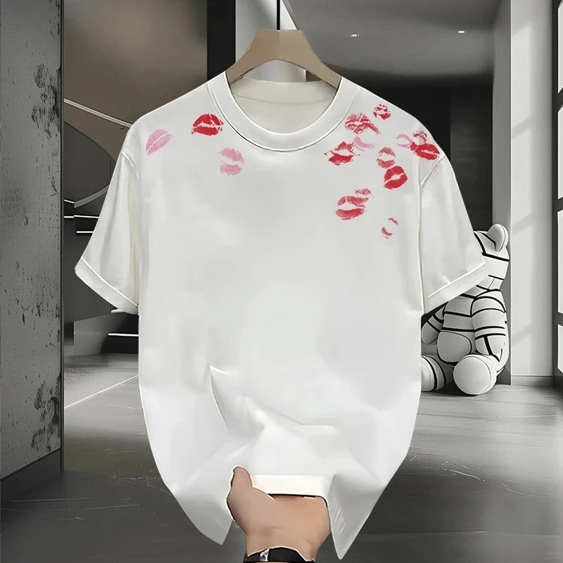 2025 Summer Men's and Women's Casual Fashion Cotton Short-sleeved T-shirt Popular Design Lip Print Crew Neck Loose Versatile Top
2025 Summer Men's and Women's Casual Fashion Cotton Short-sleeved T-shirt Popular Design Lip Print Crew Neck Loose Versatile Top