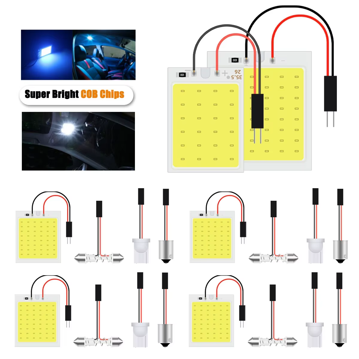 4pcs T10 BA9s C5W with Socket Festoon LED COB LED Bulb 31mm 36mm 39mm 41mm for Car Dome Light Car Interior Reading License Light
4pcs T10 BA9s C5W with Socket Festoon LED COB LED Bulb 31mm 36mm 39mm 41mm for Car Dome Light Car Interior Reading License Light
