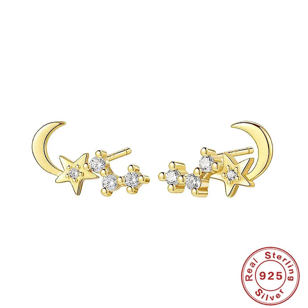 European and American Fashion Stud Earring 925 Sterling Silver INS Creative Versatile Personality Mini Moon Star Earrings
European and American Fashion Stud Earring 925 Sterling Silver INS Creative Versatile Personality Mini Moon Star Earrings