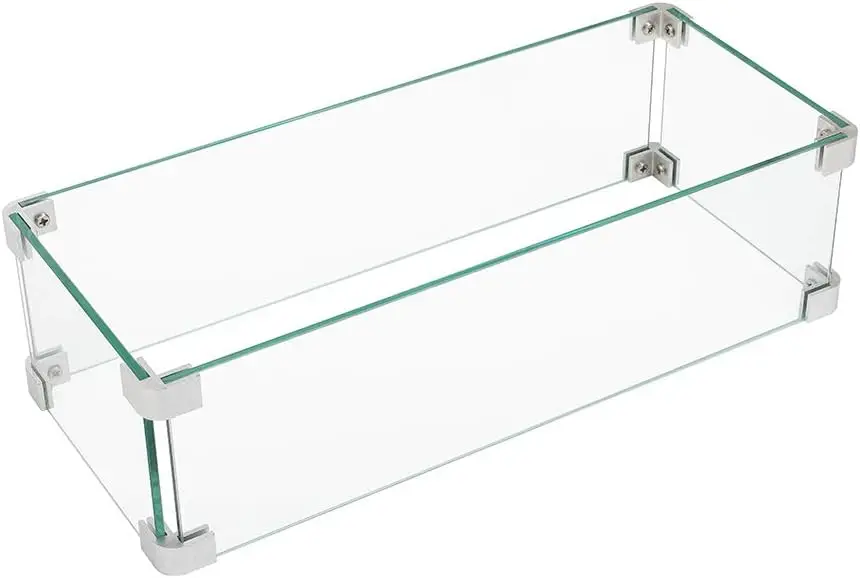 Glass Wind Guard Fence, 36 x 10 x 5.5 Inch Rectangle Fire Table Accessory Shield
Glass Wind Guard Fence, 36 x 10 x 5.5 Inch Rectangle Fire Table Accessory Shield