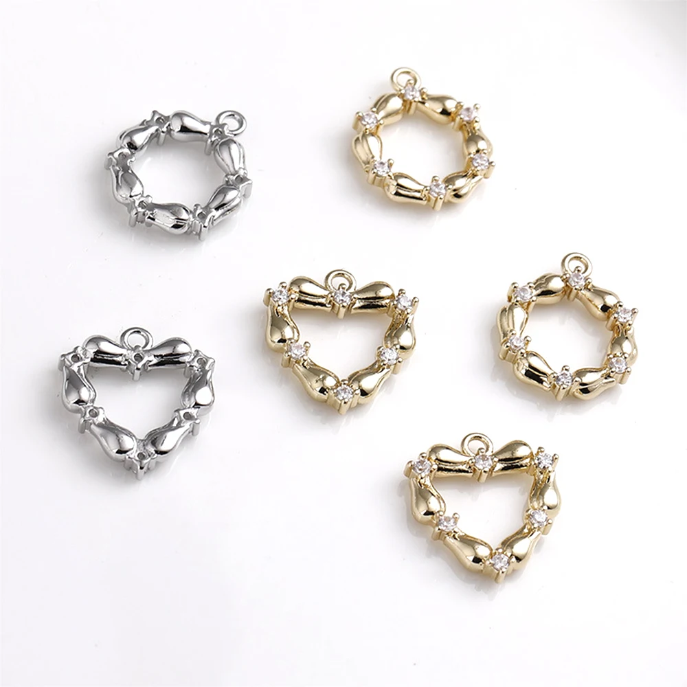 3 PCS Brass plated with genuine gold Bamboo heart shaped circular zircon inlaid pendant DIY jewelry making Accessories materials
3 PCS Brass plated with genuine gold Bamboo heart shaped circular zircon inlaid pendant DIY jewelry making Accessories materials