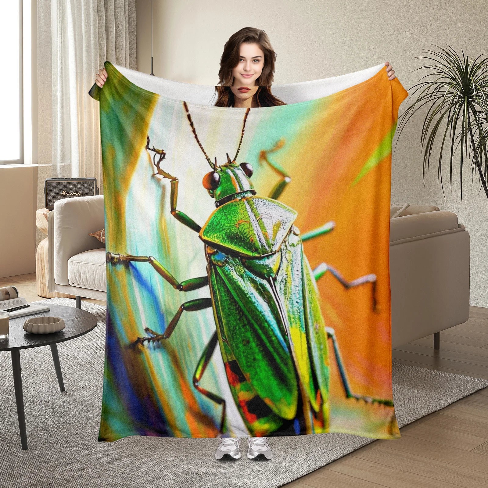 Beautiful And Cozy Blanket Featuring Colorful Metallic Insect Designs, Ideal Gift For Loved Ones
Beautiful And Cozy Blanket Featuring Colorful Metallic Insect Designs, Ideal Gift For Loved Ones