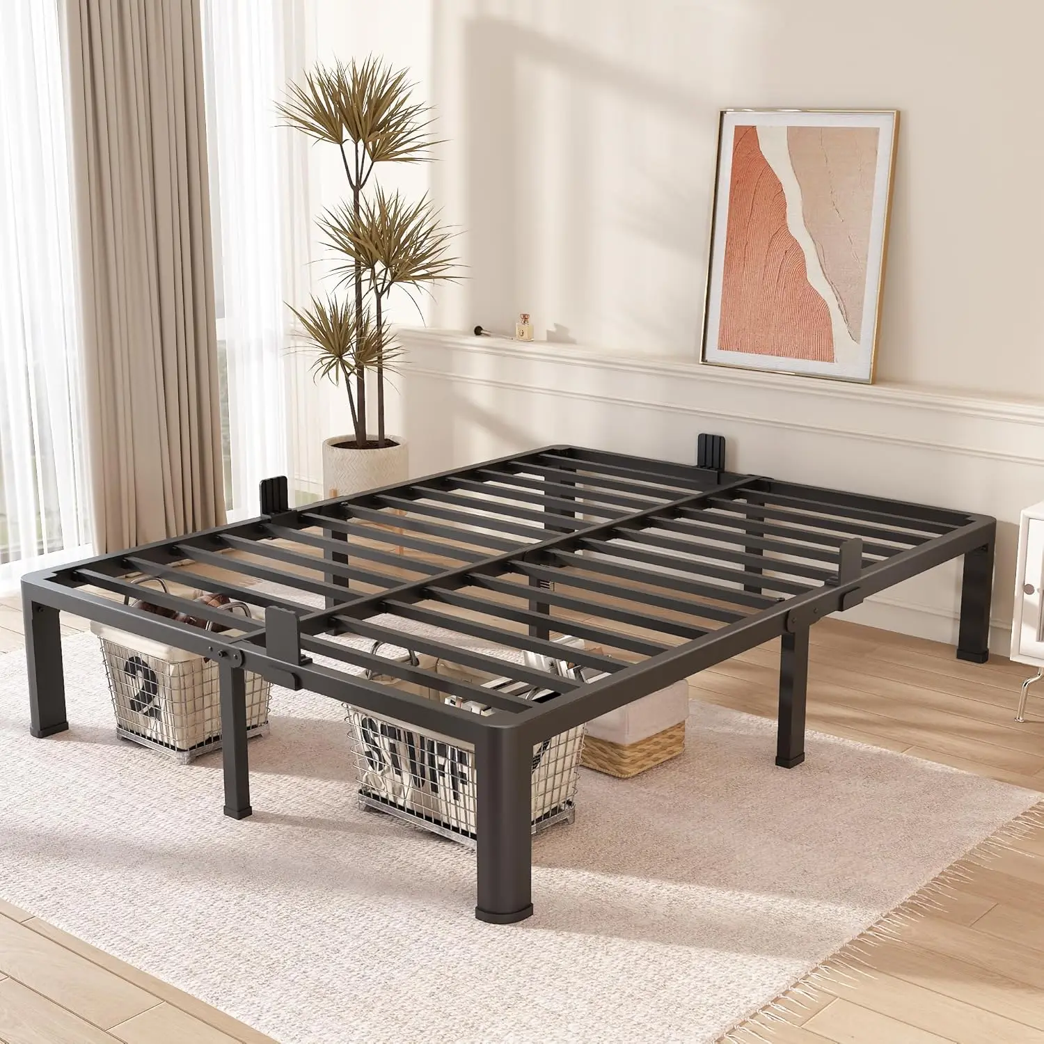 Queen Bed Frame with Round Corner Edge Legs, 14 Inch High 3500 lbs Heavy Duty Metal Platform Bed Frame Queen Size, No Box Spring
Queen Bed Frame with Round Corner Edge Legs, 14 Inch High 3500 lbs Heavy Duty Metal Platform Bed Frame Queen Size, No Box Spring