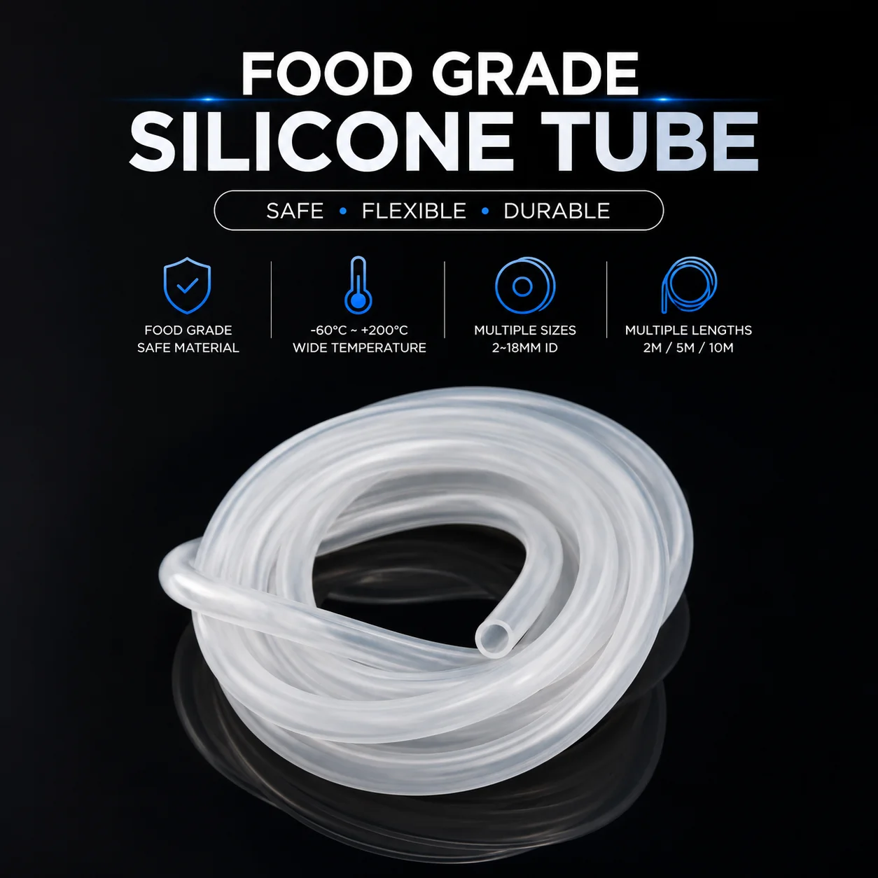 10/5/2M food grade transparent silicone hose ID2-18mm, no yellowing or precipitation after repeated steaming and boiling.
10/5/2M food grade transparent silicone hose ID2-18mm, no yellowing or precipitation after repeated steaming and boiling.
